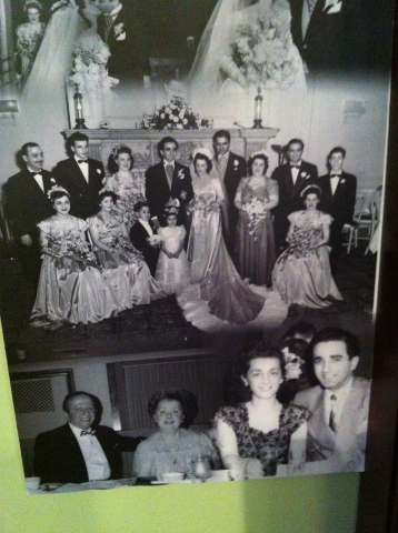 top (L-R) Joe Abraham;Cousin; Joe Shaker groom; Helen Shaker bride; Simon Shaker; Marion Haddad; Mitch Shaker; Lou Bourjaily Jr; 1st row (L-R) Dorothy Gilaty ;Dorothy Pokonosky; Mickey Haddad; Mary Ann Bourjaily Williams; co-worker 